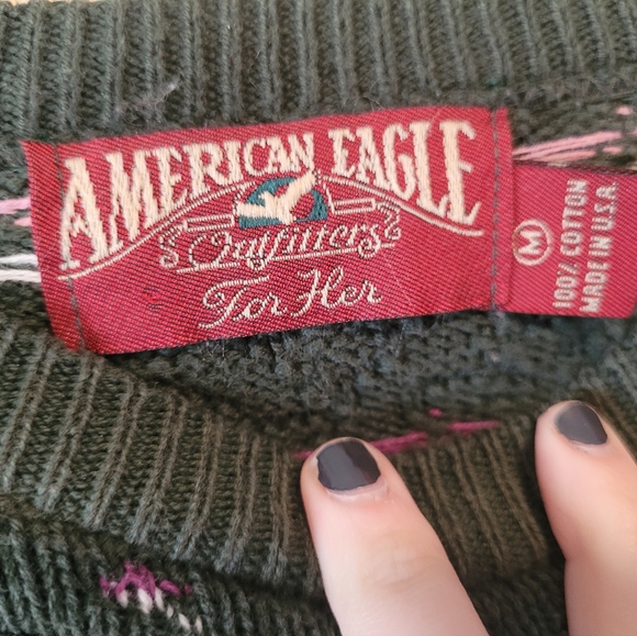 Vintage American Eagle Green 90s Sweater - Picture 4 of 9